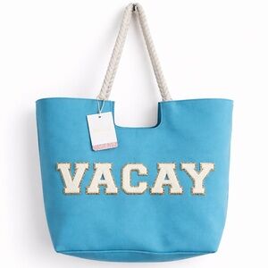 Chic Blue Tote with VACAY Design